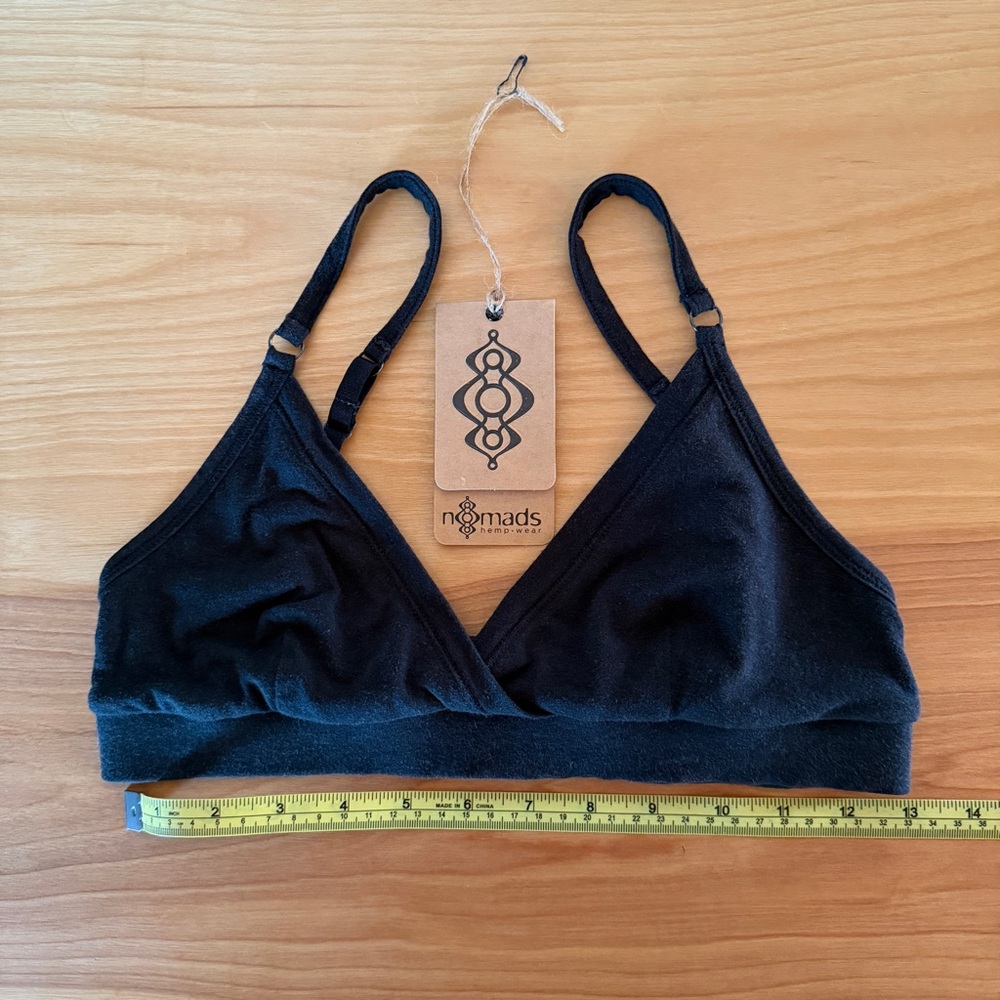 Nomads Hemp Wear Sadia Bra, Triangle Bralette Black, XS-S - Picture 2 of 8